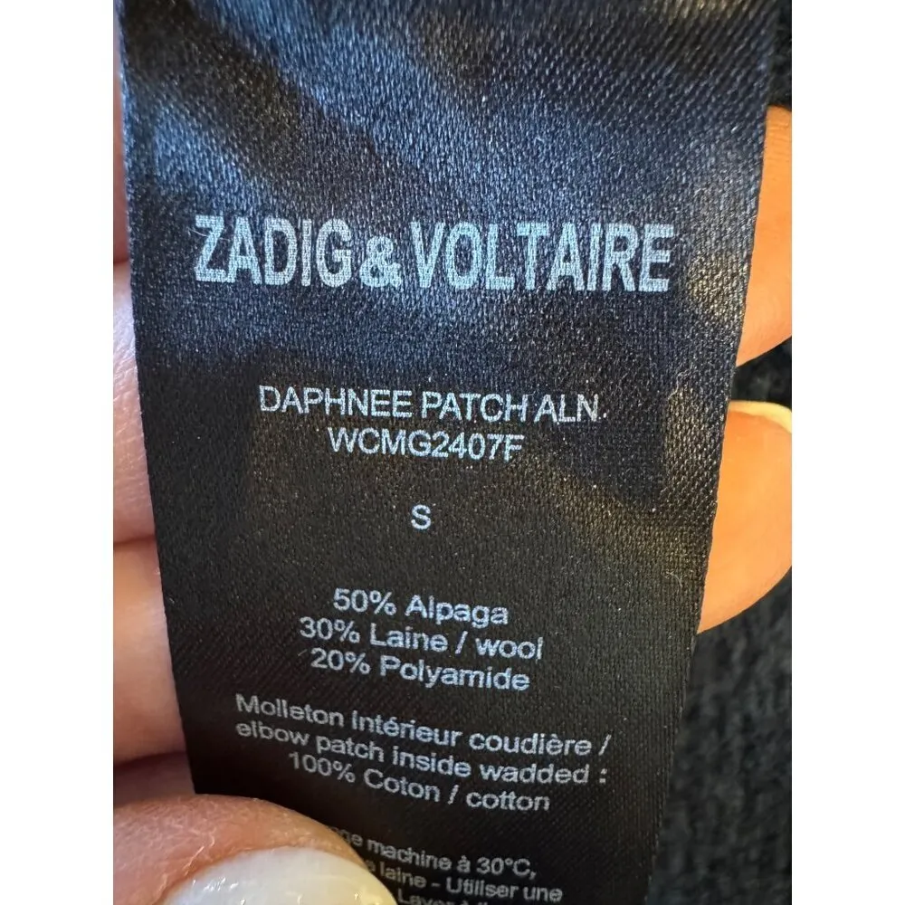 Zadig & Voltaire Sweater Women Small Blue Alpaca Wool Daphnee Patch Cardigan - Image 10