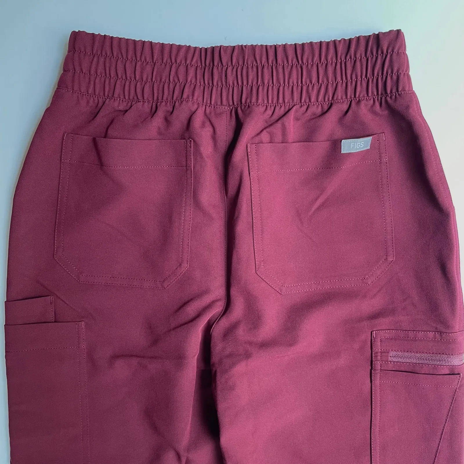 FIGS Yola High Waisted Scrub Pants Burgundy Petite Size XS NEW - Image 7