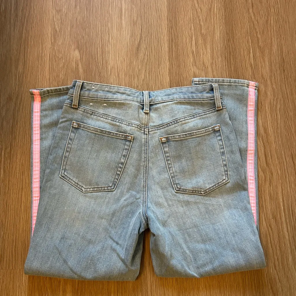 Talbots Light Blue Denim Jeans with Pink Stripe - Image 2