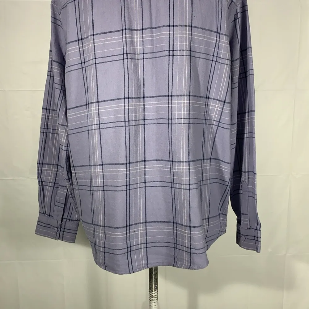 a.n.a Lavender Rocking Plaid Long Sleeve Button Down Shirt Top Size Medium - Image 10