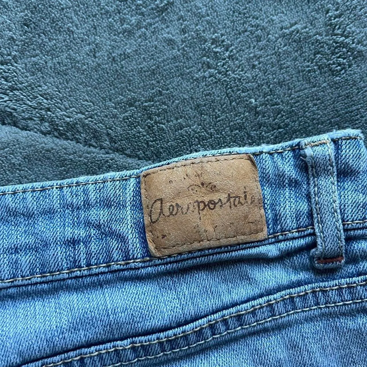 Vintage Y2K Aeropostale blue denim distressed mini shorts size 11/12 - Image 5