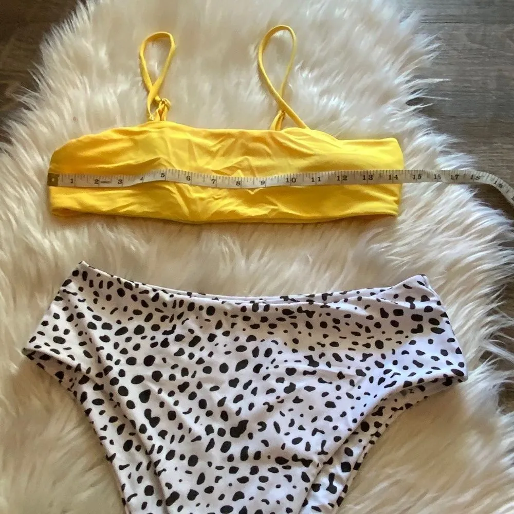 Shein Yellow Leopard Patterned Swimsuit Bikini - Image 3