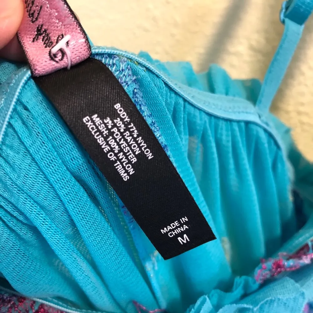 Vintage VS Sexy Little Things Embroidered Teddy Top Blue M - Image 4