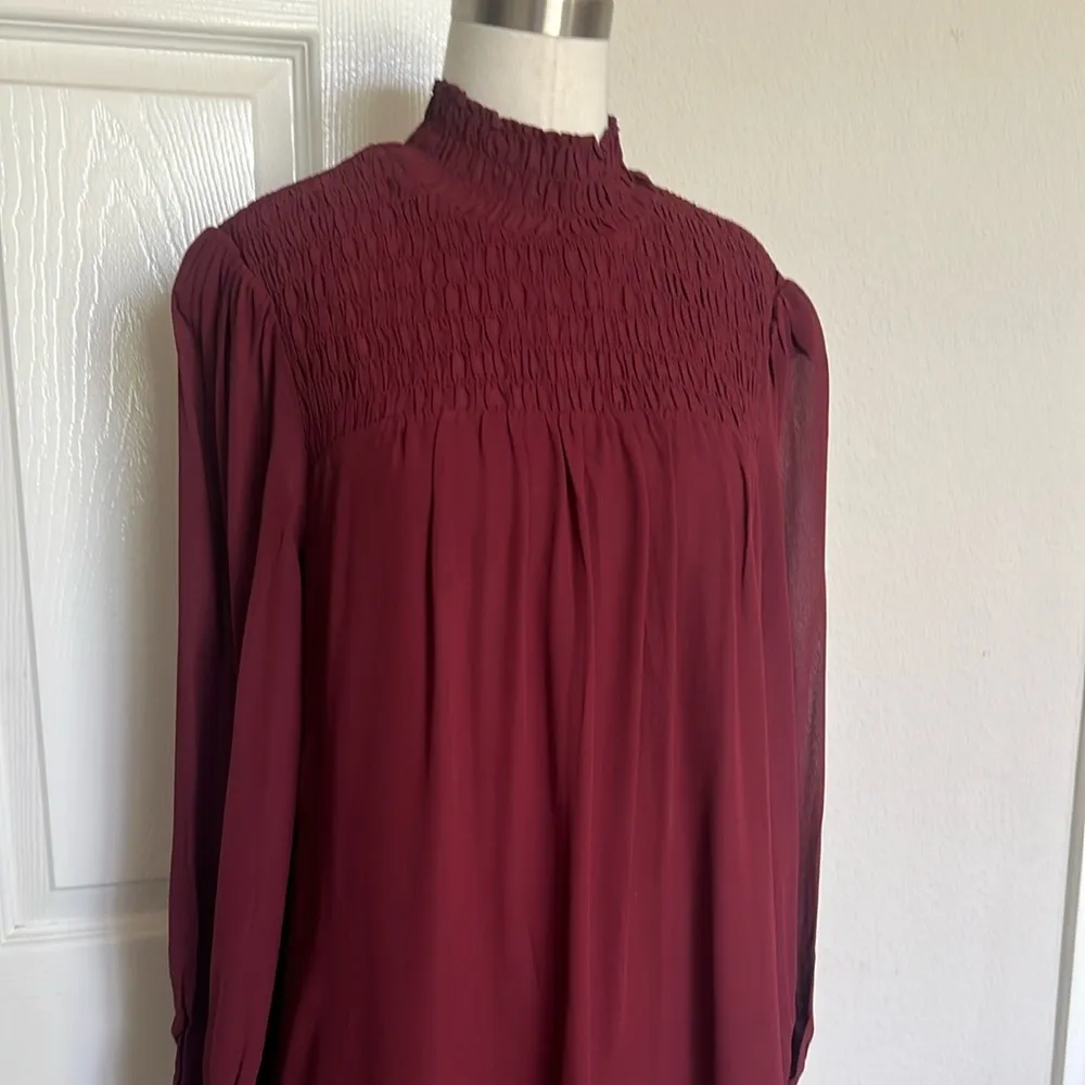 Reformation Brandi Mini Burgundy Long Sleeve  Dress - Image 4