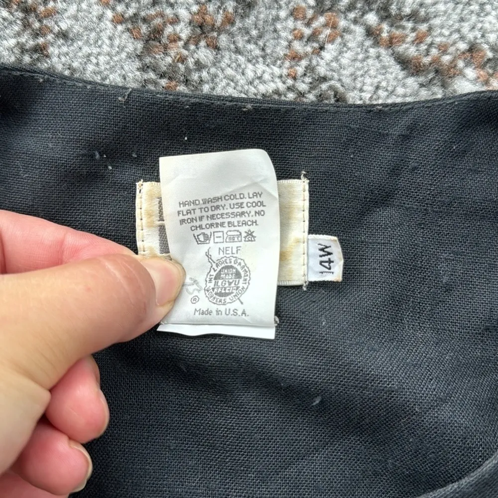 Vintage Leslie Fay Short Sleeve Button Down Blazer Black Multicolor 14W - Image 4