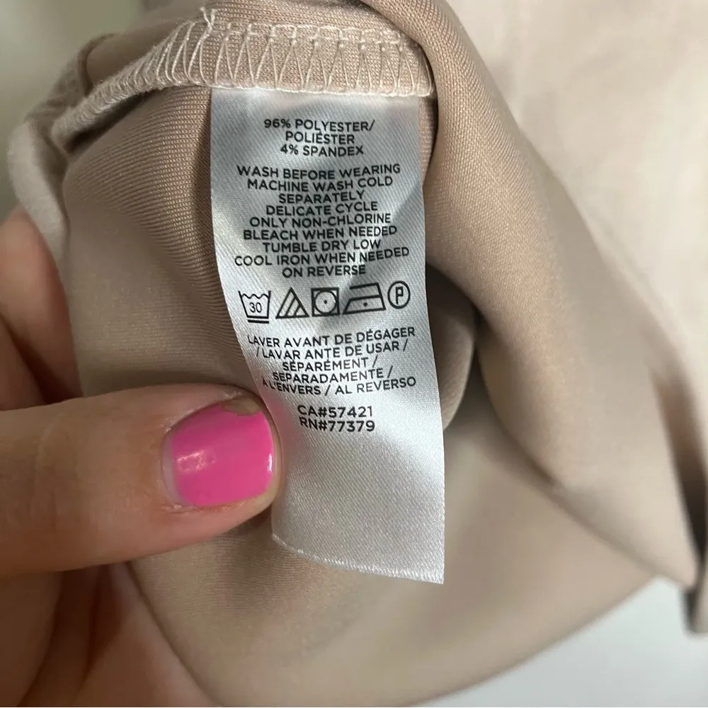 Ann Taylor faux suede top tan women’s size‎ medium business professional neutral - Image 3