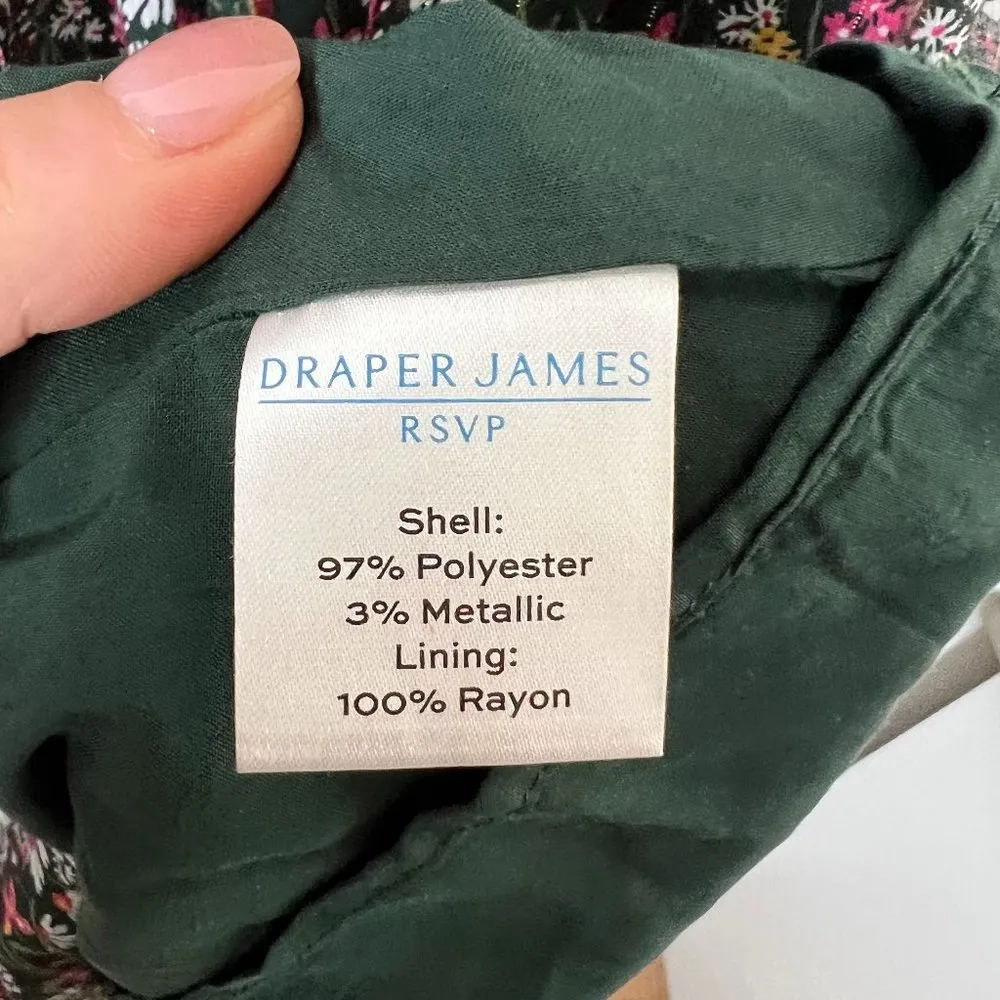 Draper James RSVP Green Floral Long Sleeve MAxi Dress with Ruffle Hem & Smocking - Image 8