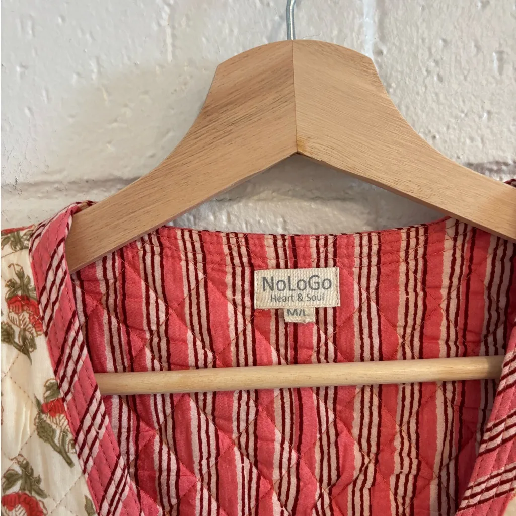 NoLoGo Quilted Warmer Gilet Cotton Poppy Pink Size M - Image 3