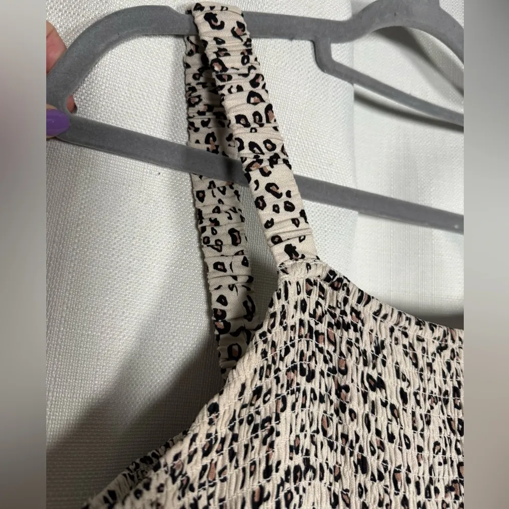 Saltwater Luxe Jacey Cream and Black Leopard Midi Summer Dress Small - Image 7