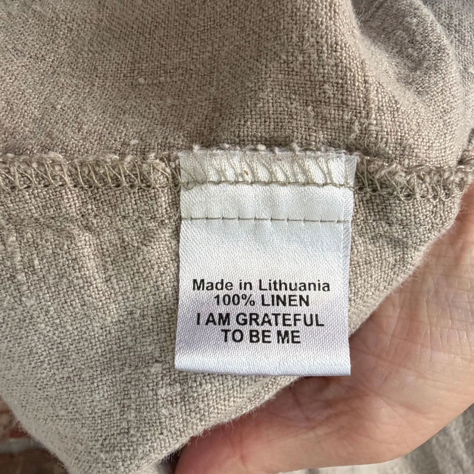 Flax Linen Tunic Tank Sleeveless Size Small Tan Lagenlook Minimalist Casual - Image 4