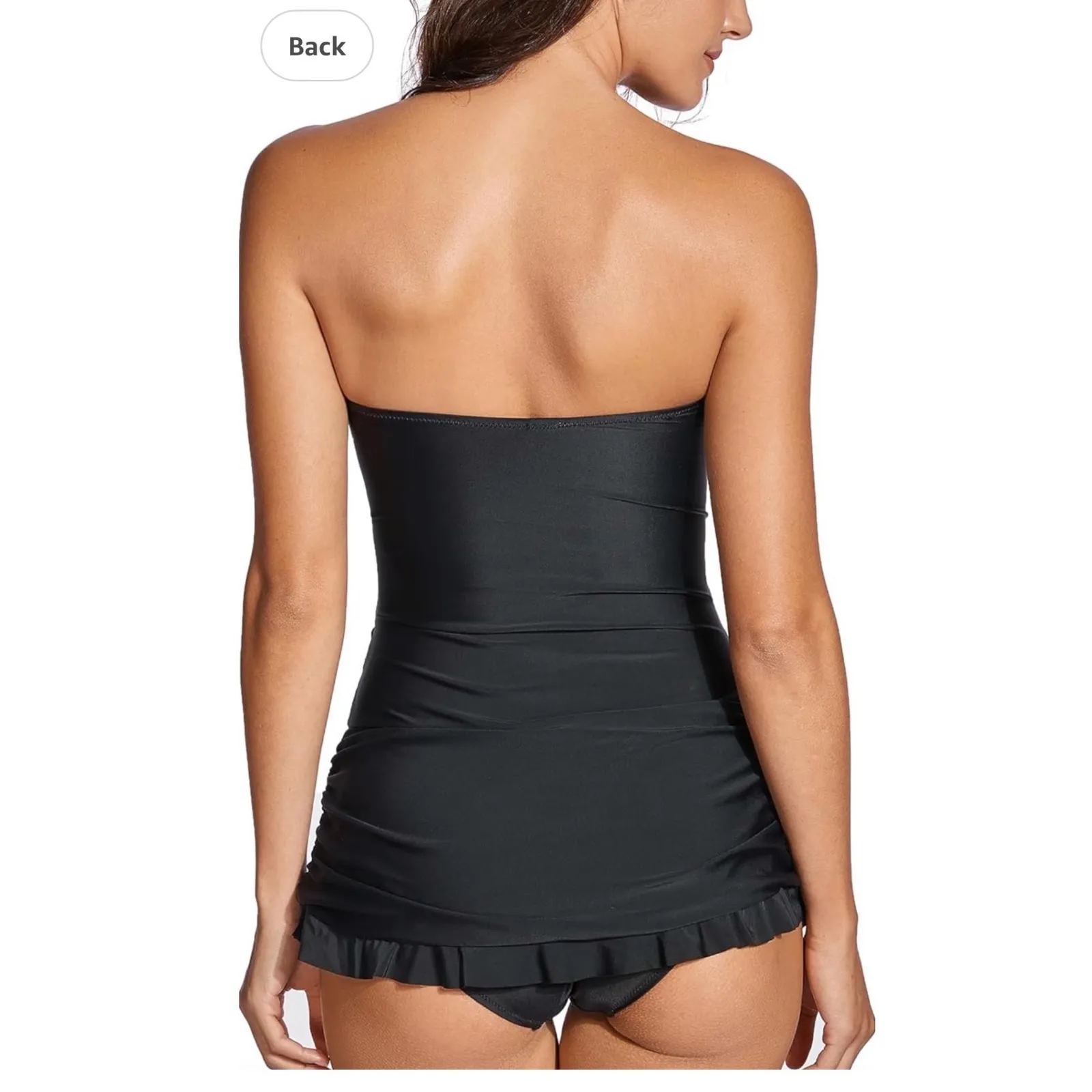 Dobreva Black Strapless‎ Ruffled Skirted One Piece Swimsuit US 12 XL - Image 2
