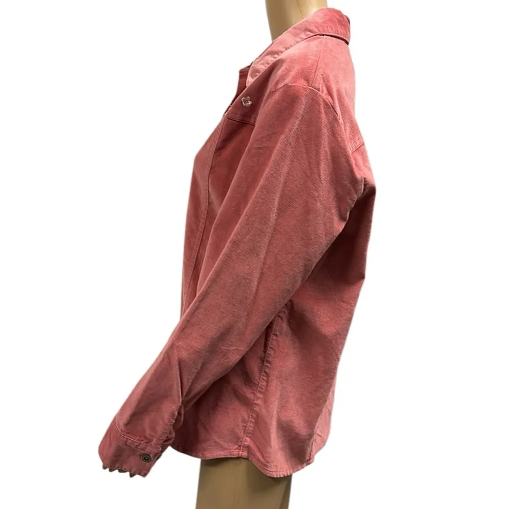 Vintage National Wildlife Federation Embroidered Sueded Button Up Shirt XL Pink - Image 3