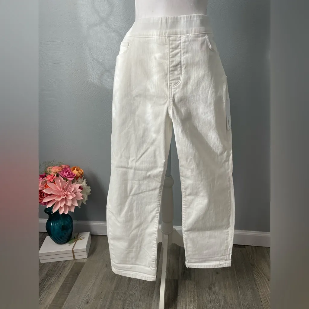 Soft Surroundings Ultimate Denim Pull On Straight Crop Pants White - Image 2
