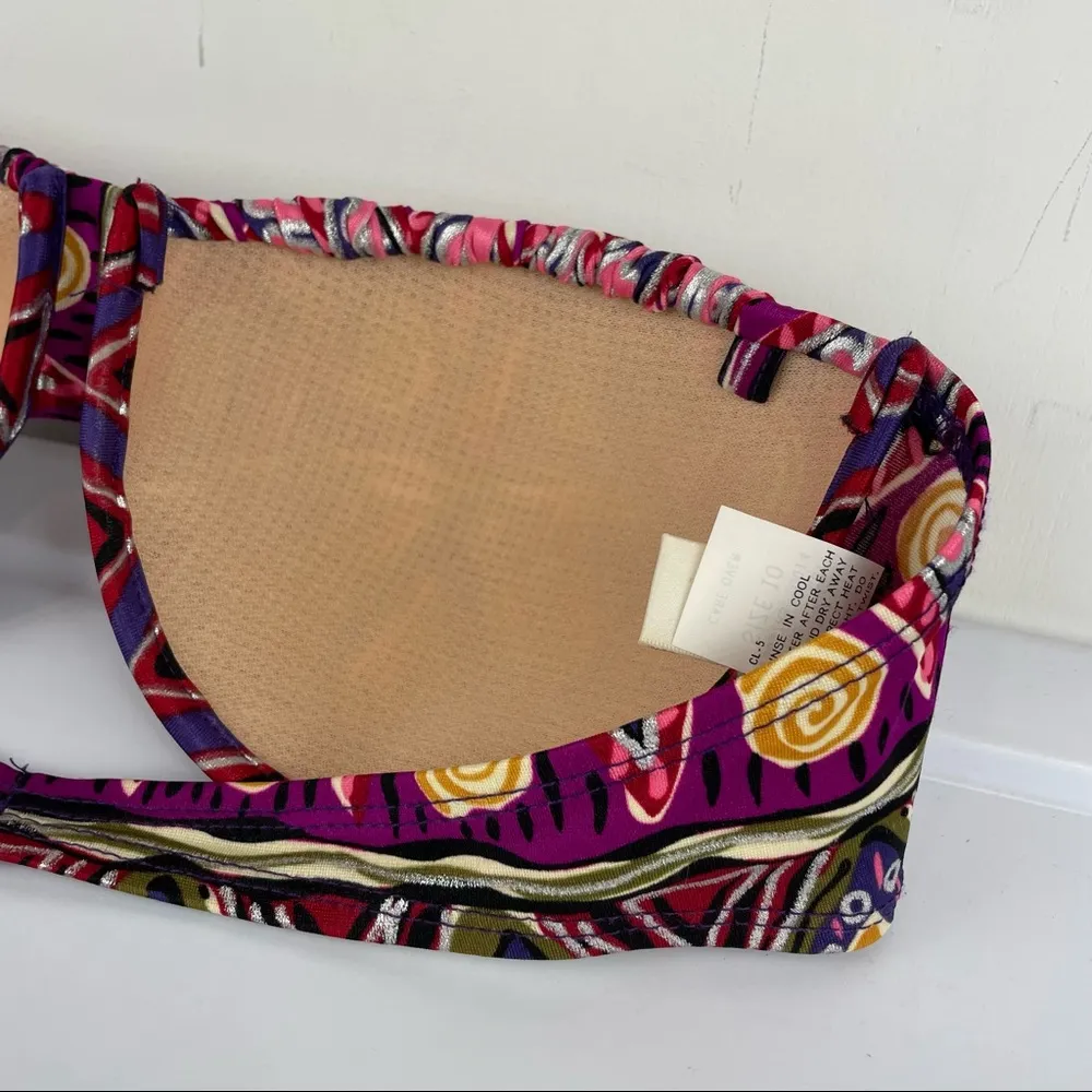 Vintage Y2K Gypsy Boho Demi Bikini Top Sz 10 Made in USA Silver - Image 9