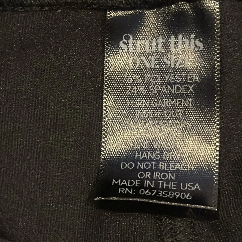 Strut This Women’s Black Shiny One Size High Waisted Leggings - Image 4