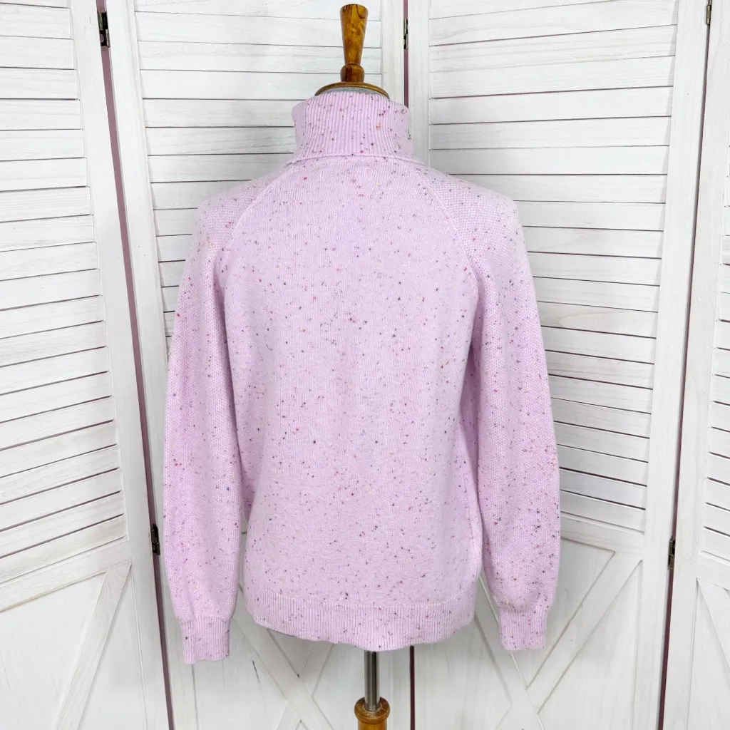 Loft Confetti Speckled Turtleneck Multi Knit Sweater Lilac Purple Small - Image 5