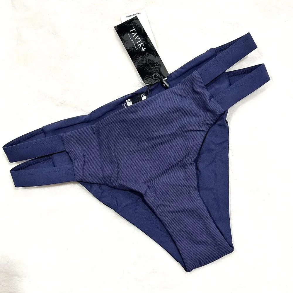 NWT Tavik Chloe Full Ribbed Swim Bottom in Cobalt Blue - Image 2
