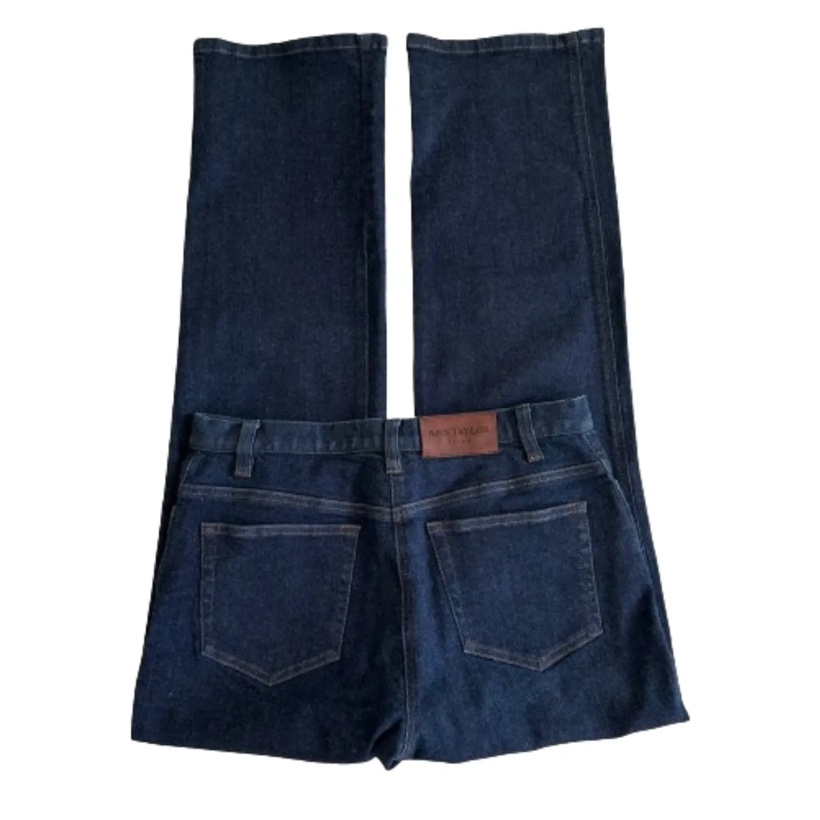 Ann Taylor Jeans Stretch Dark Wash Low Rise Straight Wide Leg Denim Jean Size 8R - Image 8