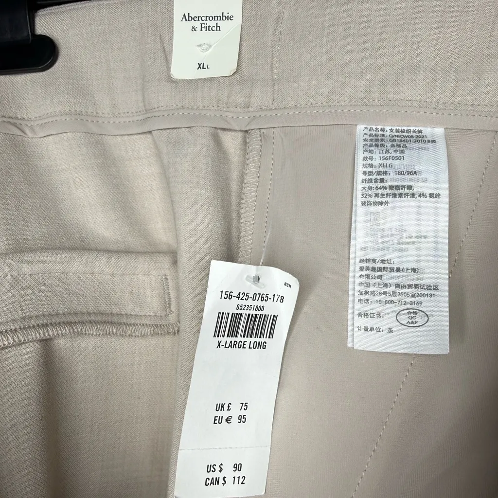 Abercrombie & Fitch Women's Wide Leg Trousers in Sand - XL Long - Image 2