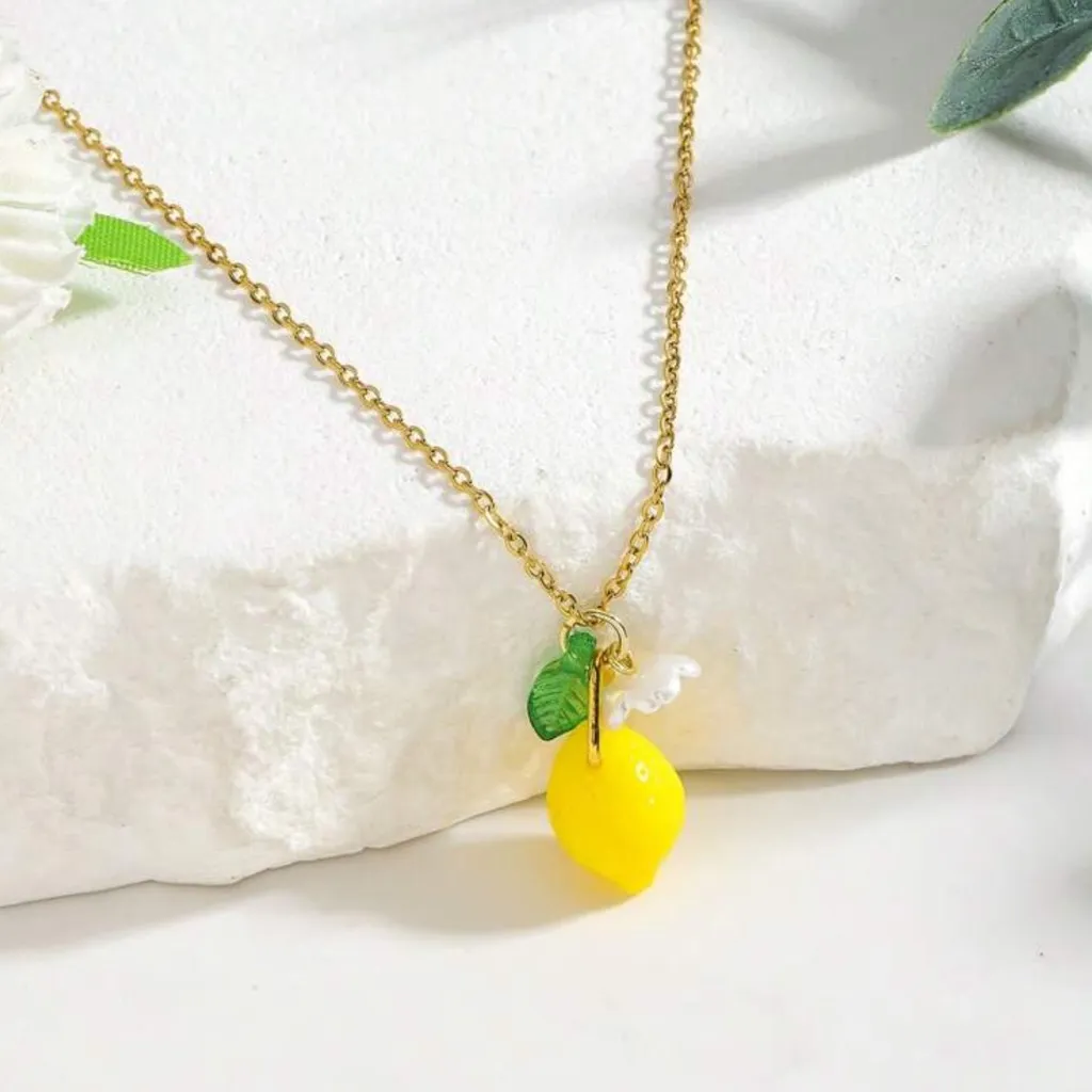 Lemon Pendant Necklace Yellow - Image 2