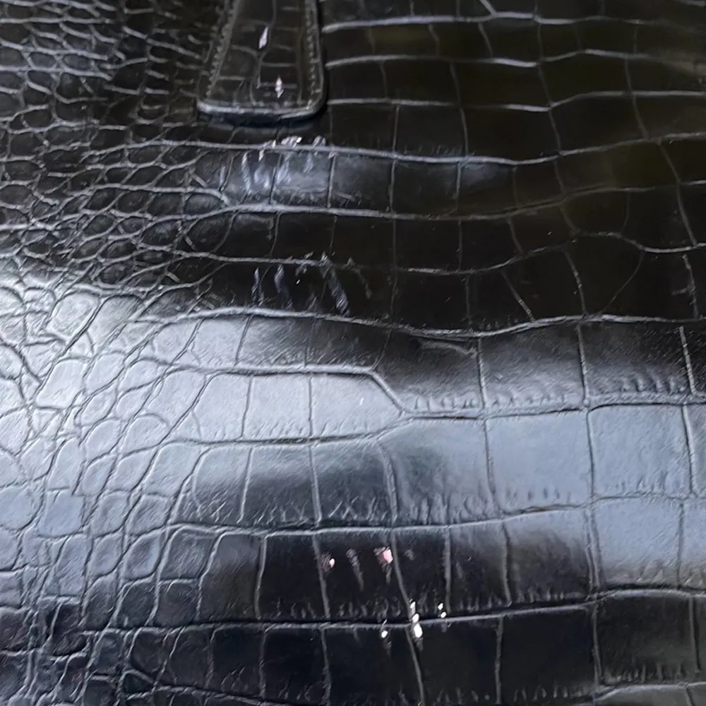 Nine West Black Faux Leather Satchel Handbag Purse 14x10x5 - Image 4