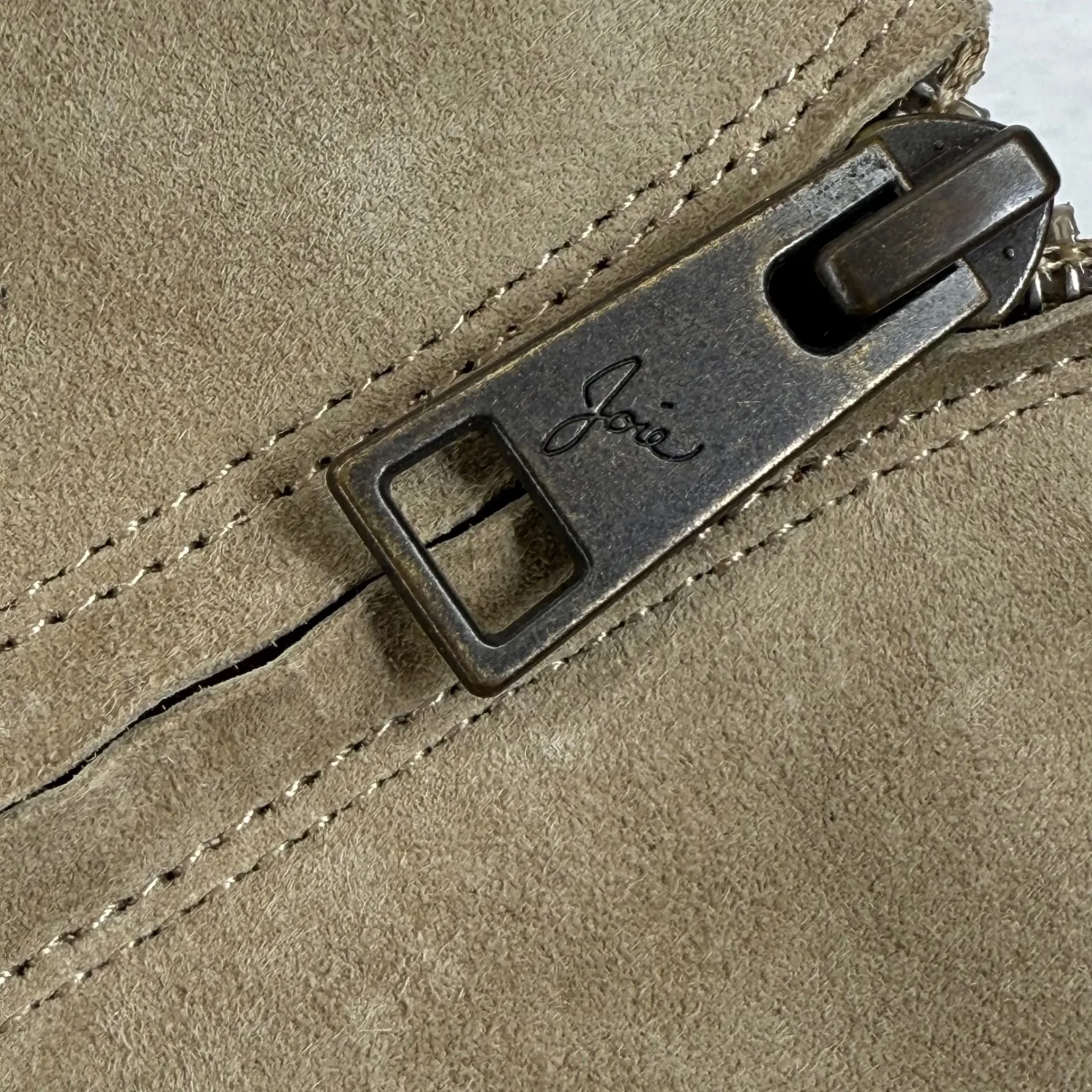 Joie Suede Rare Peep Toe Ankle Boots‎ Block Heel Tan Beige Shoes Sz 39 US 9 - Image 9