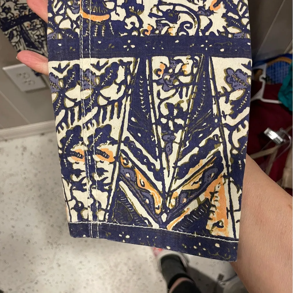 Cute Tory Burch low rise skinny aztec celestial fan print jeans sz 24 boho luxe - Image 8