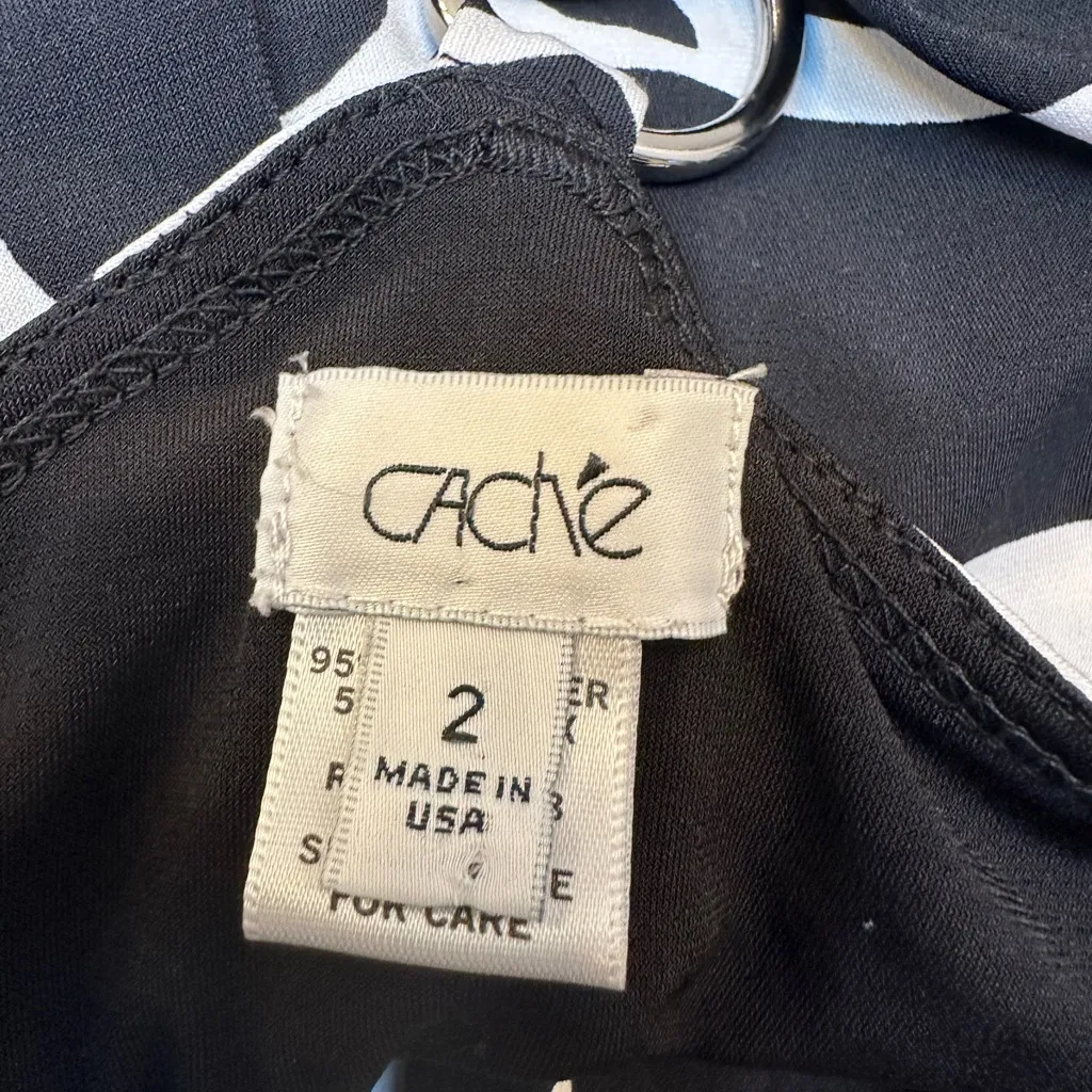 Vintage Cache Black & White Giraffe Print Dress Snaffle Horse Bit Metal Size 2 - Image 7