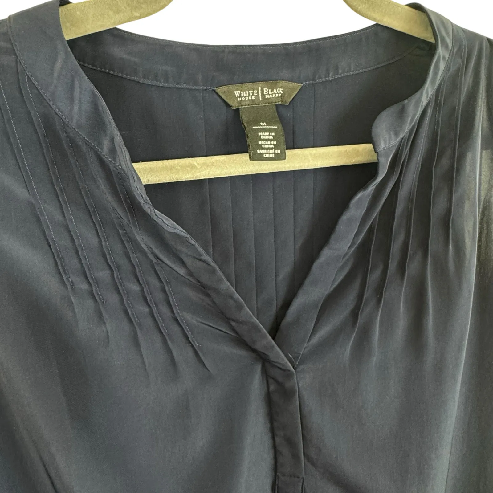 White House Black Market Navy Blue Light Sleeveless Hi Low Midi Dress Size M - Image 4