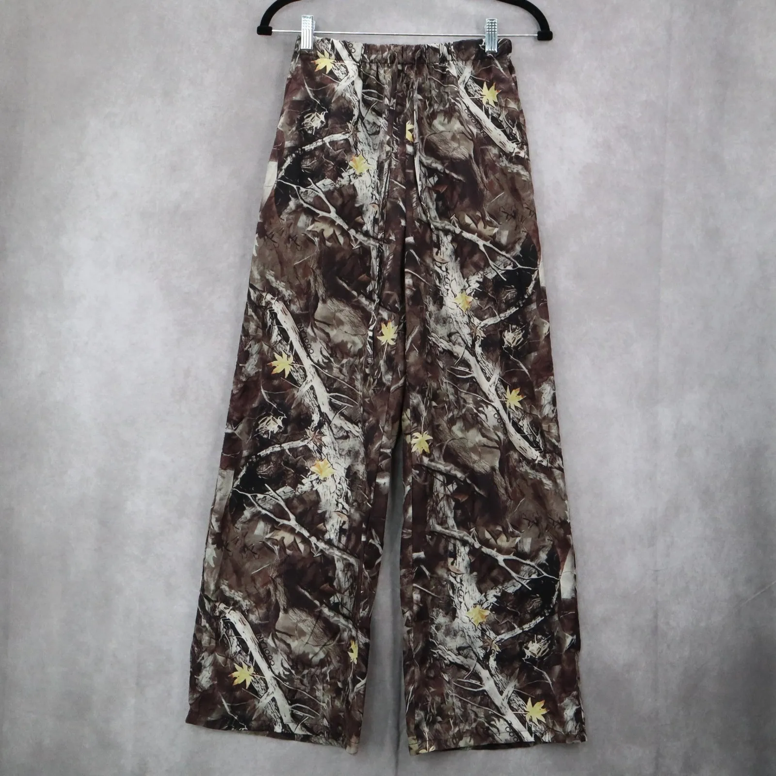 Coolane Camo Wide Leg Straight Leg Drawstring Pull On Trousers Pant S Small Green - Image 2