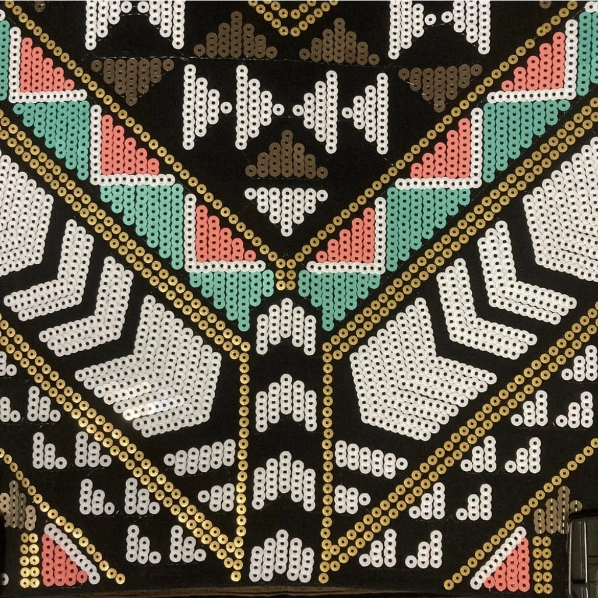 Express Sequin Mini Skirt Geometric Aztec Tribal Pattern Embellished Party Small - Image 3