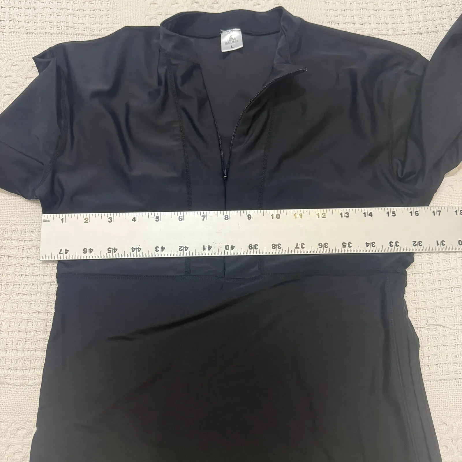 Sailbee large convertible ruched swim shirt dress SW 3144 Black - Image 3