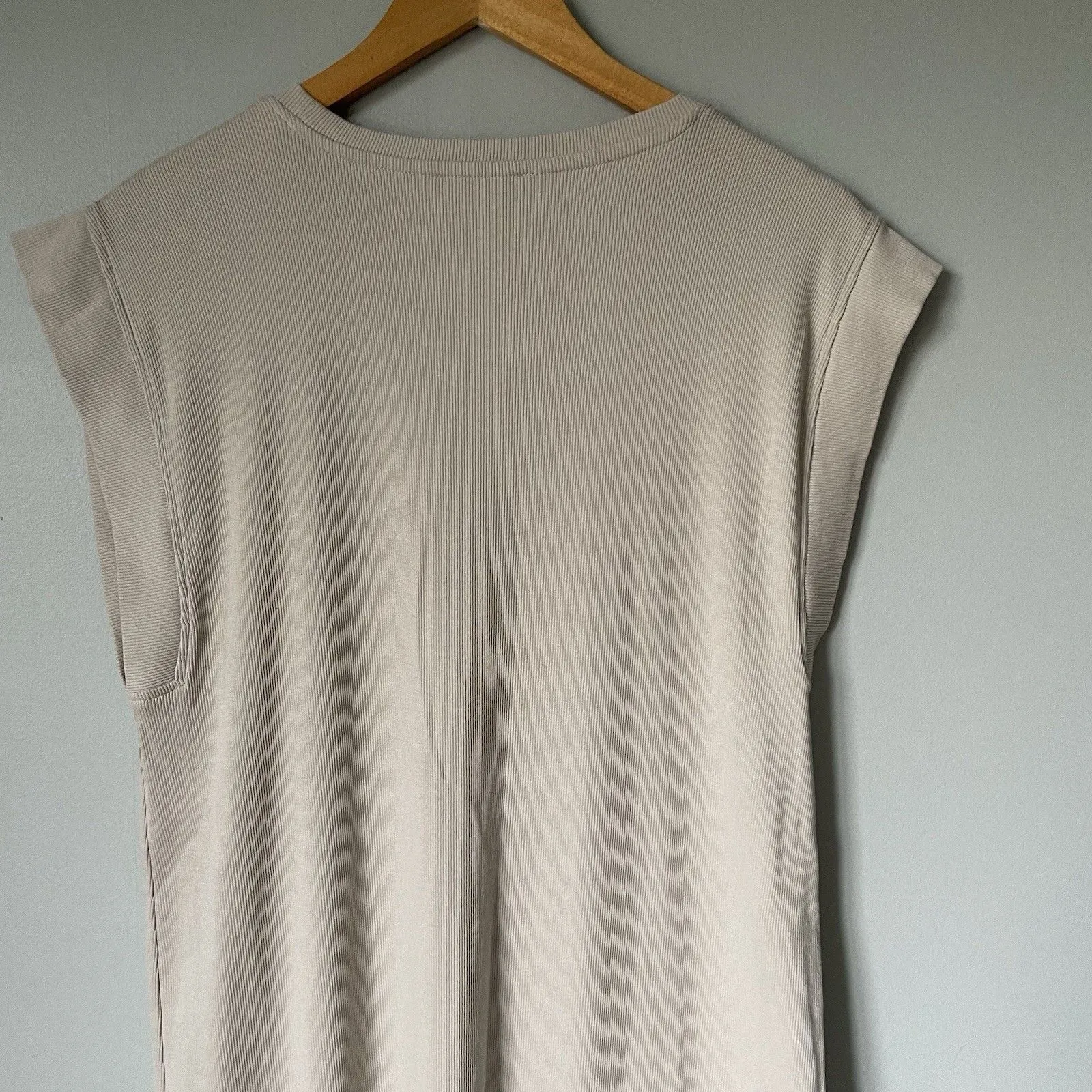 Zara Women's Midi Maxi Cream Ribbed Dress Cap Sleeve Cream Basic Size Medium - Image 4