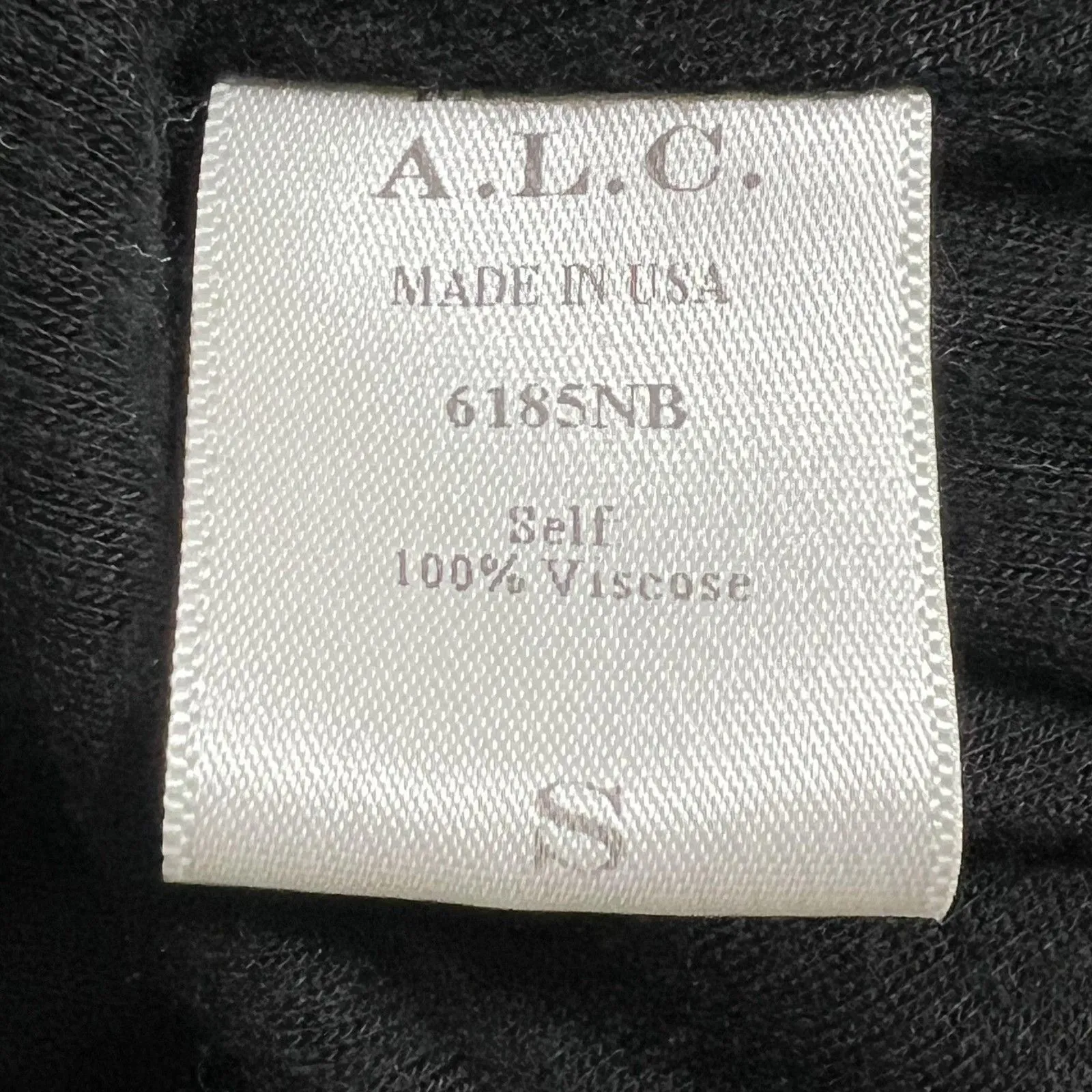 A.L.C. Dress Womens Small Black Long Sleeve Midi Bodycon 100% Viscose Ruched USA - Image 5