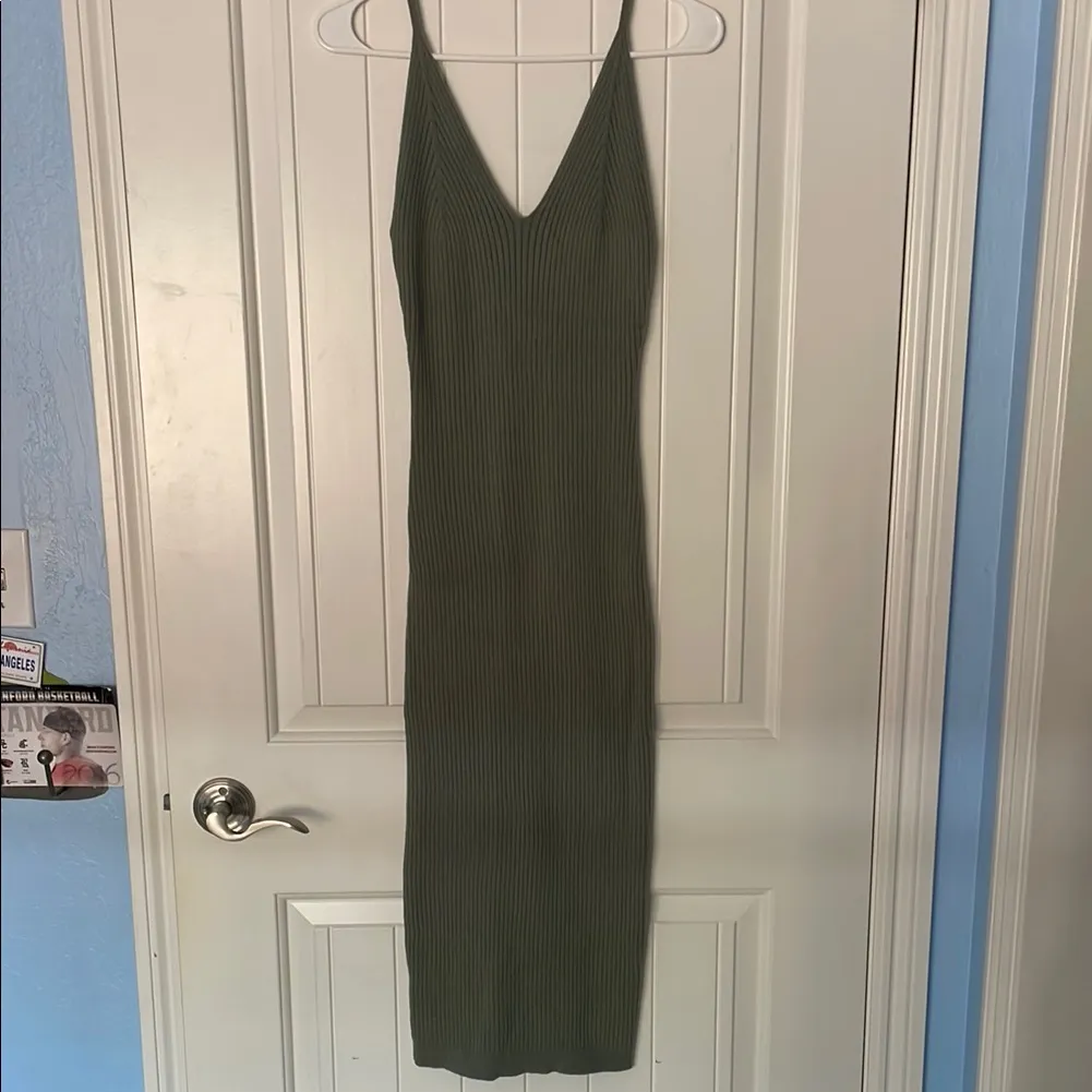 Princess Polly Olive Ribbed Midi Dress - Image 3
