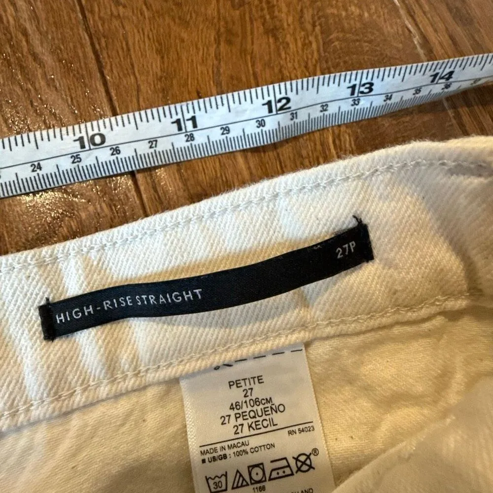 Banana republic high rise straight raw hem cream jeans size 27p - Image 9