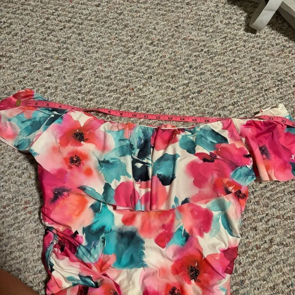 La Blanca Wild Flounce Floral Print Popover Flounce  One-piece Swimsuit- Size 16 - Image 8