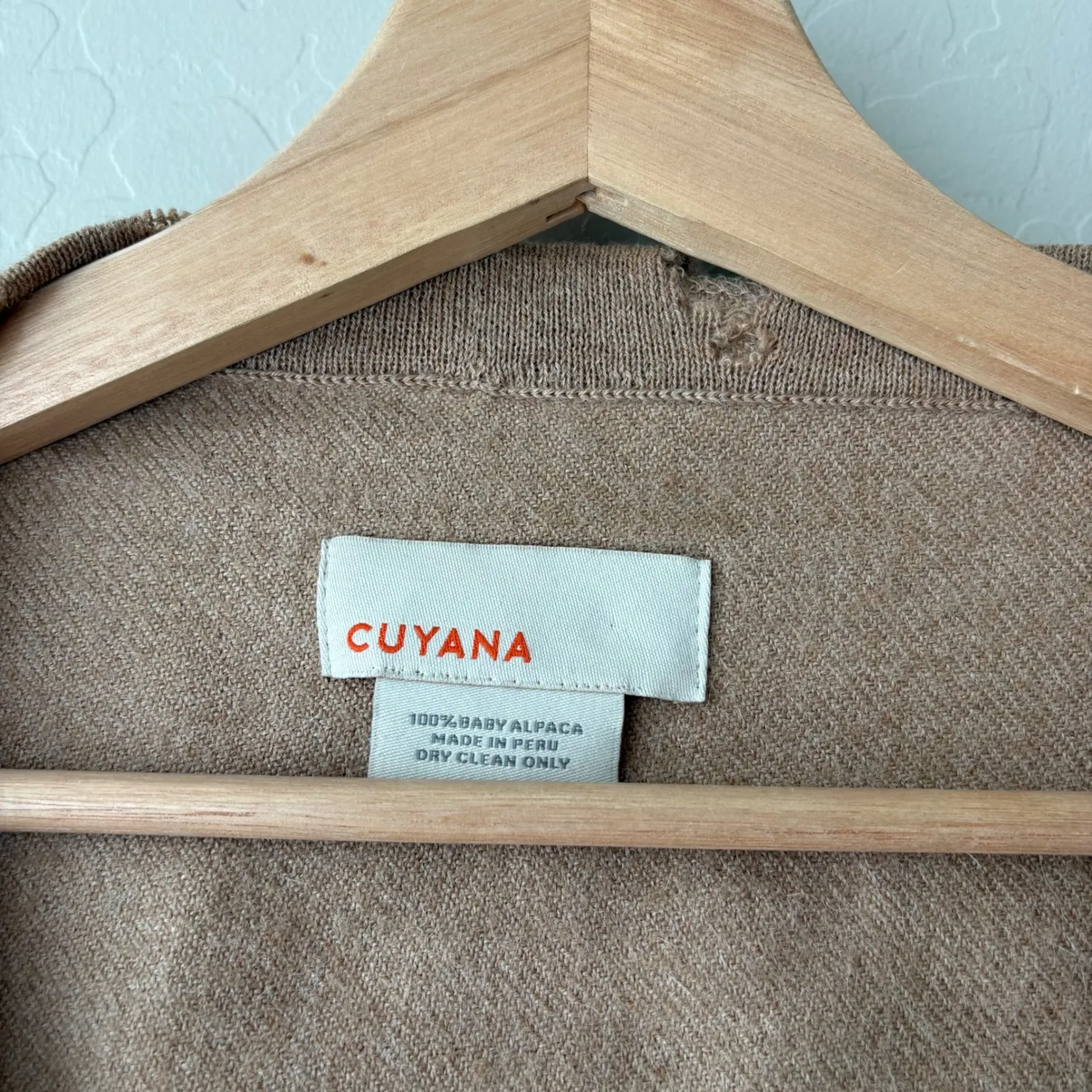 Cuyana Baby Alpaca Square Edge Shawl Cape Wrap Cardigan Camel One Size - Image 4