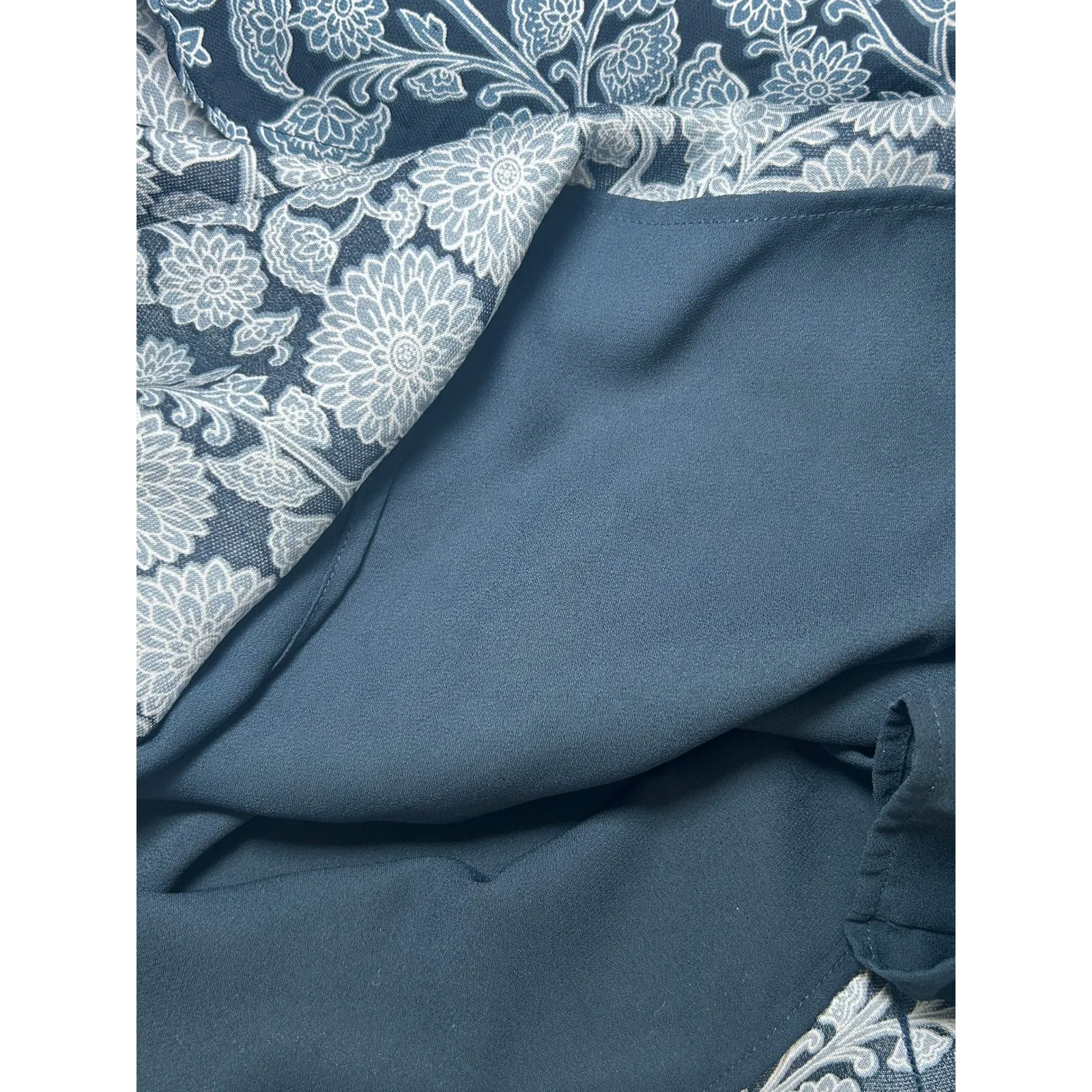 REISS Trina Blue Floral Print Midi Dress Size 10 Long‎ Sleeve Modest Button Down - Image 10