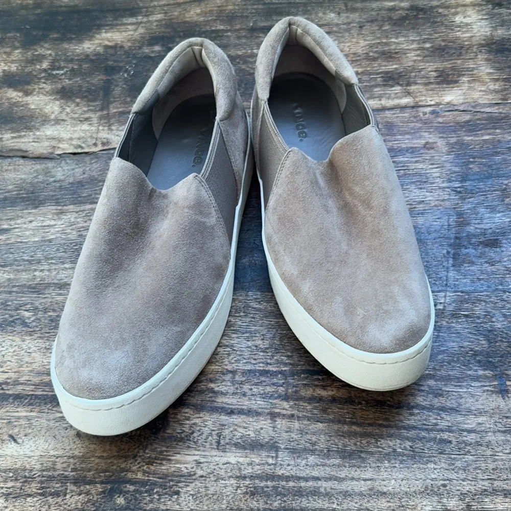 Vince Womens Warren Platform Slip On Sneakers Hazelstone Grey taupe
 Suede 9 - Image 5