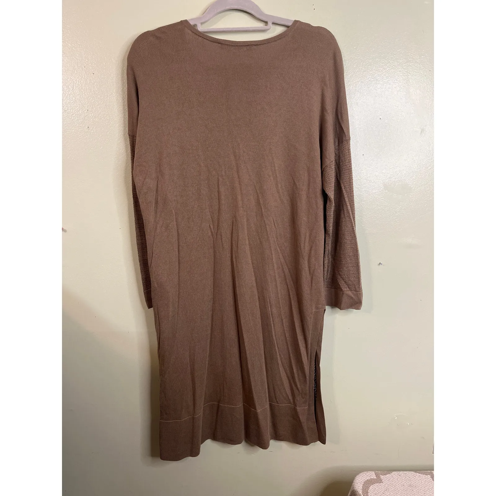 Peruvian Connection Pima Cotton Modal Beige keyhole Sweater Tunic, size medium - Image 2