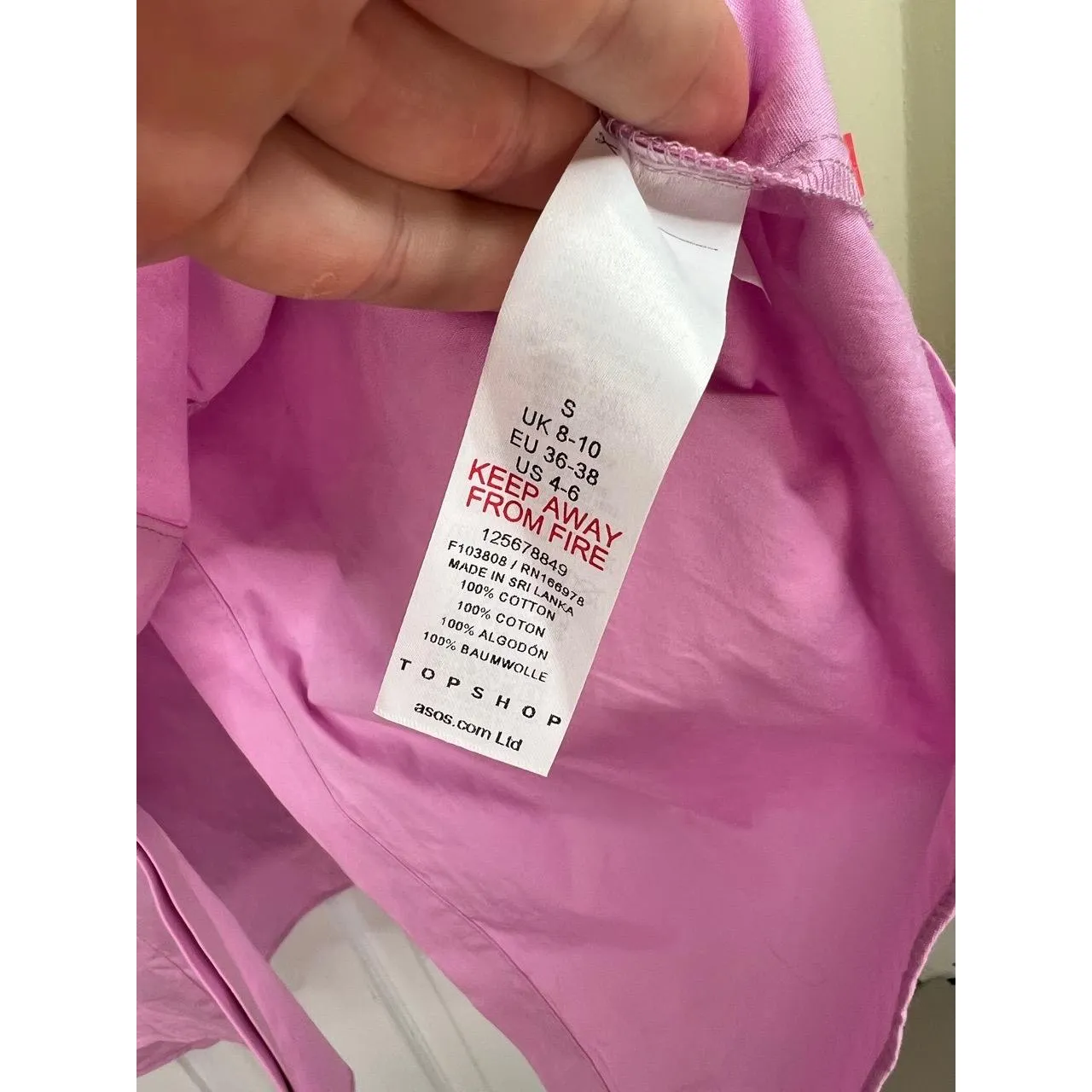 Topshop Shirt Oversized Sz US S 4-6 Pink Collared Long Sleeve Split Back Cotton - Image 12