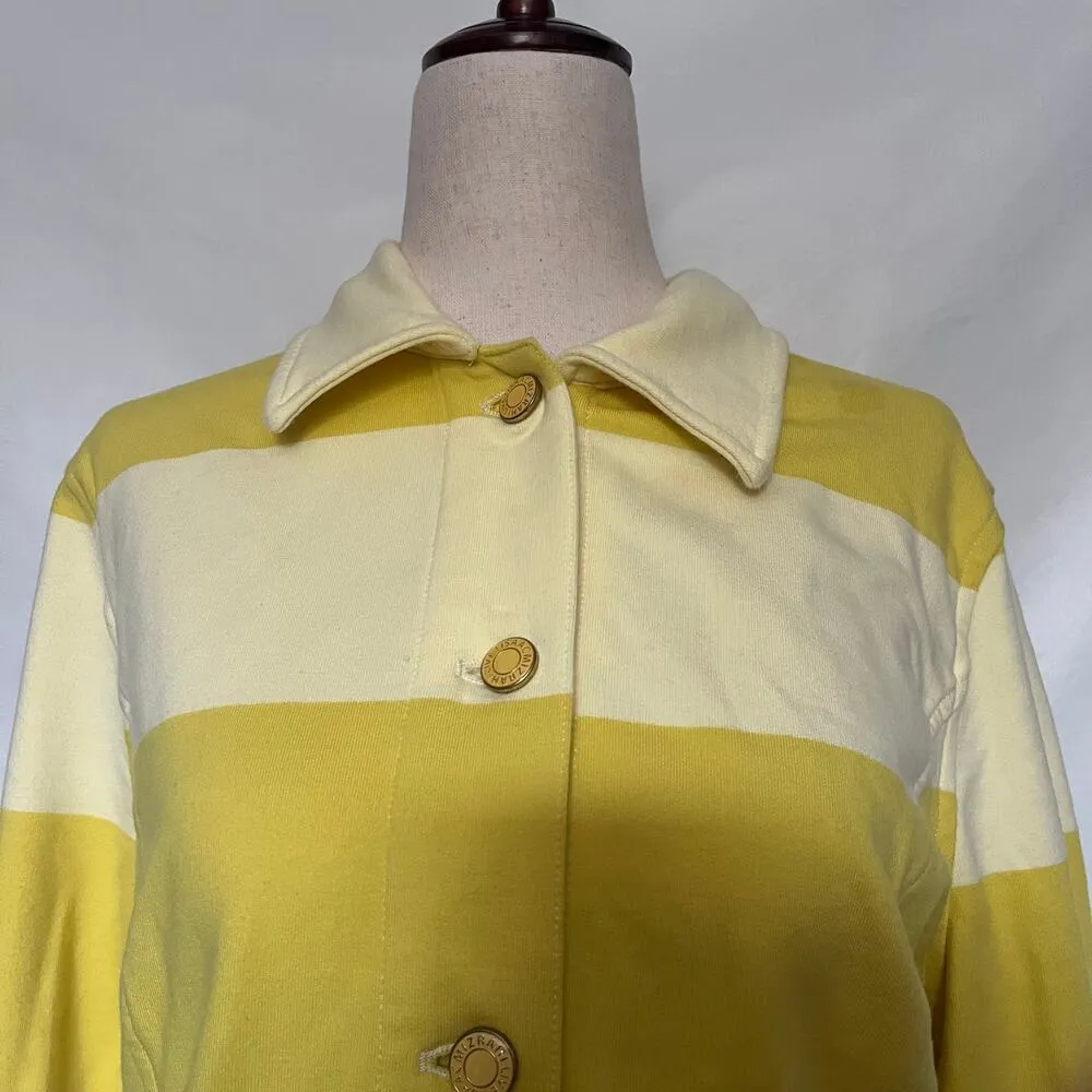 Isaac Mizrahi Live Knit Womens Jacket Sz M Y2K Preppy Coastal Stripe Button Bold - Image 2