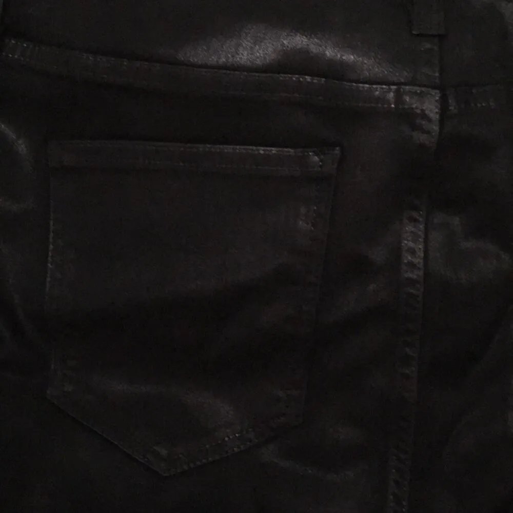 Kick Flare Jeans Slim Fit High Rise Waxed Black 16 Super Stretchy - Image 7