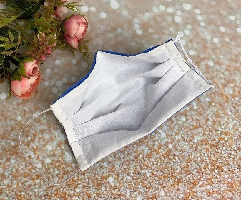 Solid Blue Premium Cotton Reusable Face Mask - Image 4