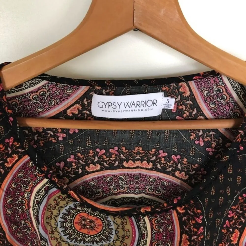 Mob Wife Gypsy Warrior Fringe Boxy Crop Top Black Red - Image 4