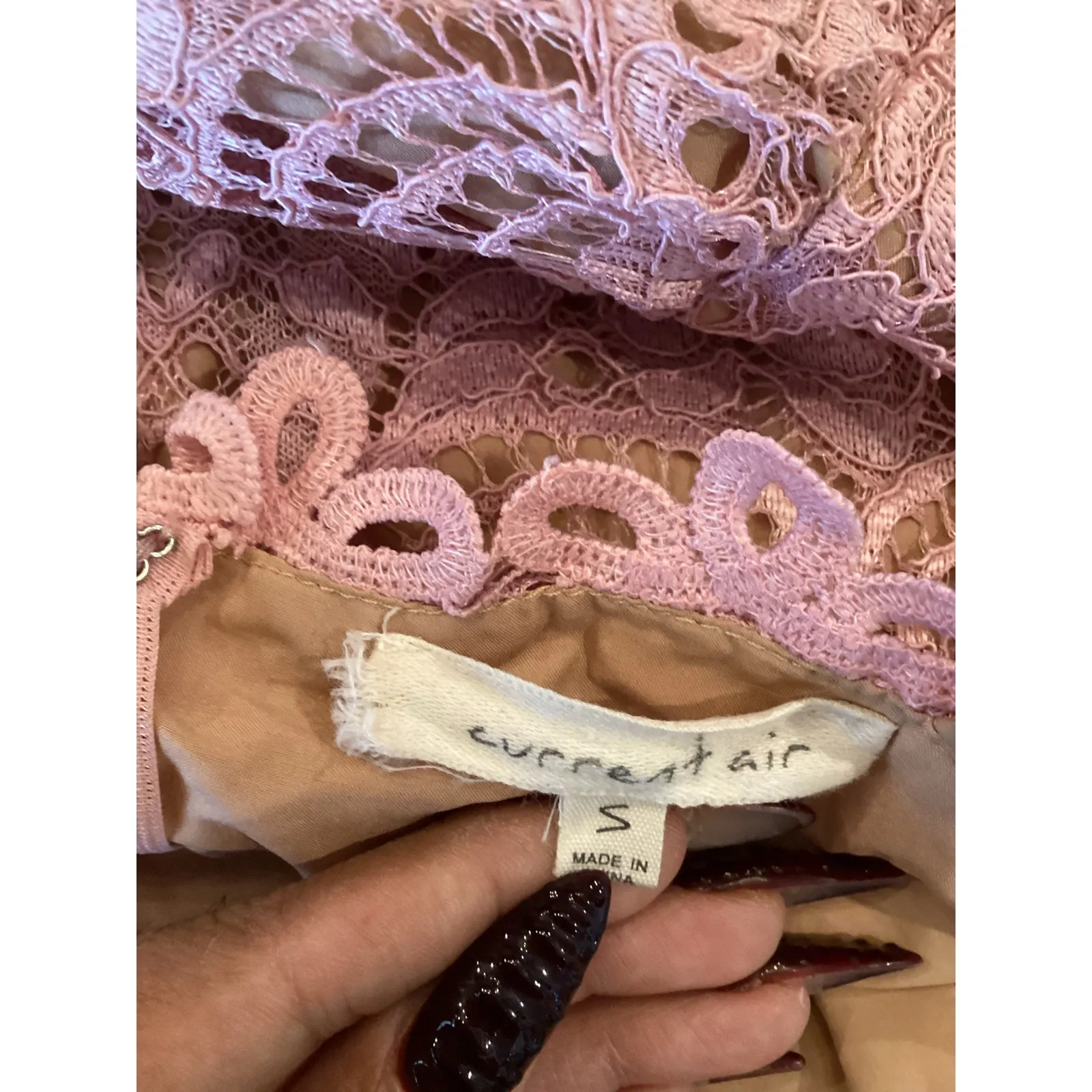 Current Air Anthropologie blush pink lace strappy midi dress S - Image 10