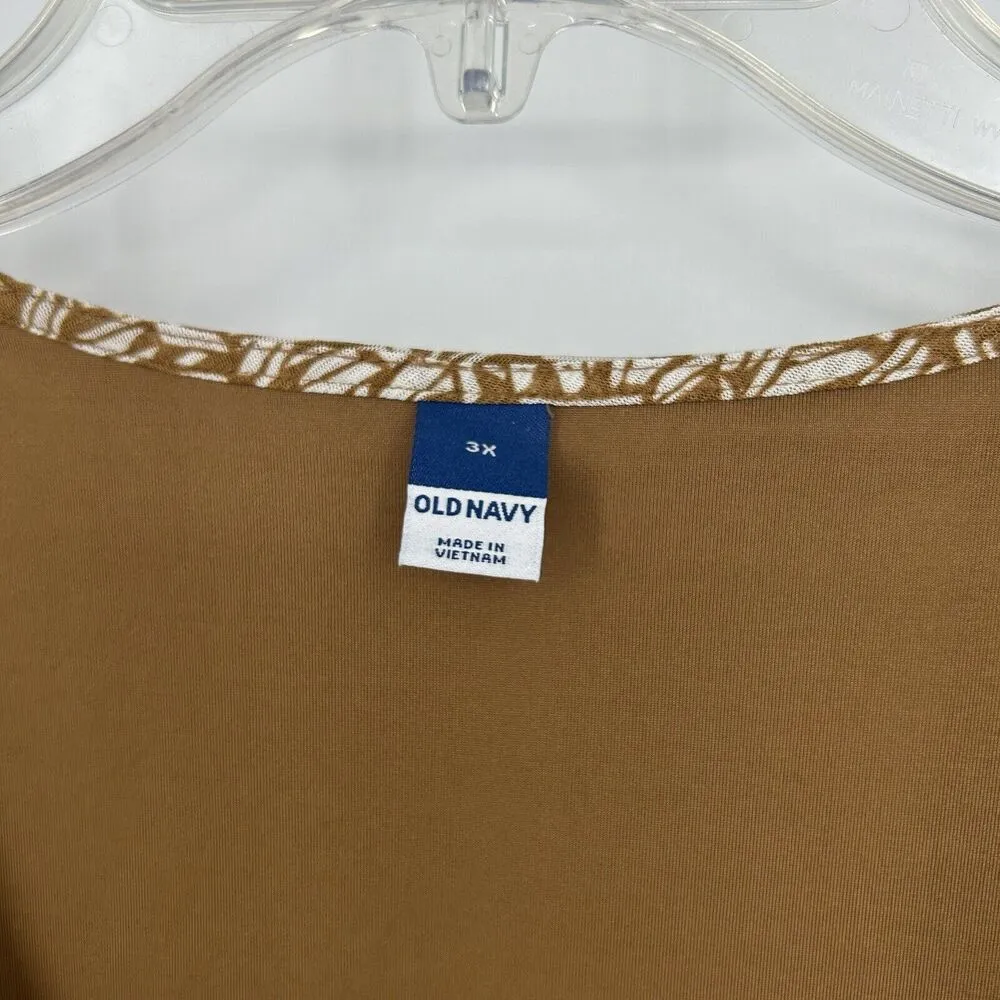 Old Navy Brown Smocked Mesh Mini Dress Defined Waist Tie Shoulder Size 3X - Image 10