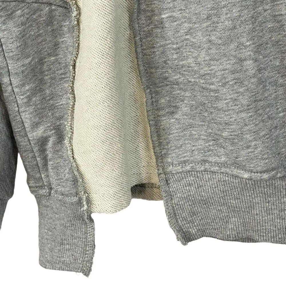 VICI Small Hooded Sweatshirt Hoodie Dolman Sleeve Step Hem Sparkly Gray Stretch - Image 2