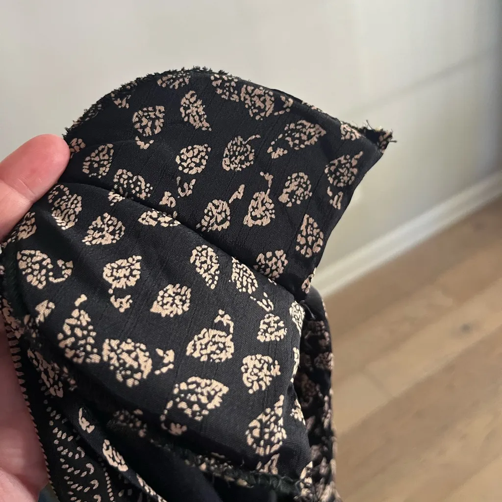 Vintage Boho Mixed Print Button Down Top Blouse Ethnic Border, Indie Folk Shirt Black Size 1X - Image 8